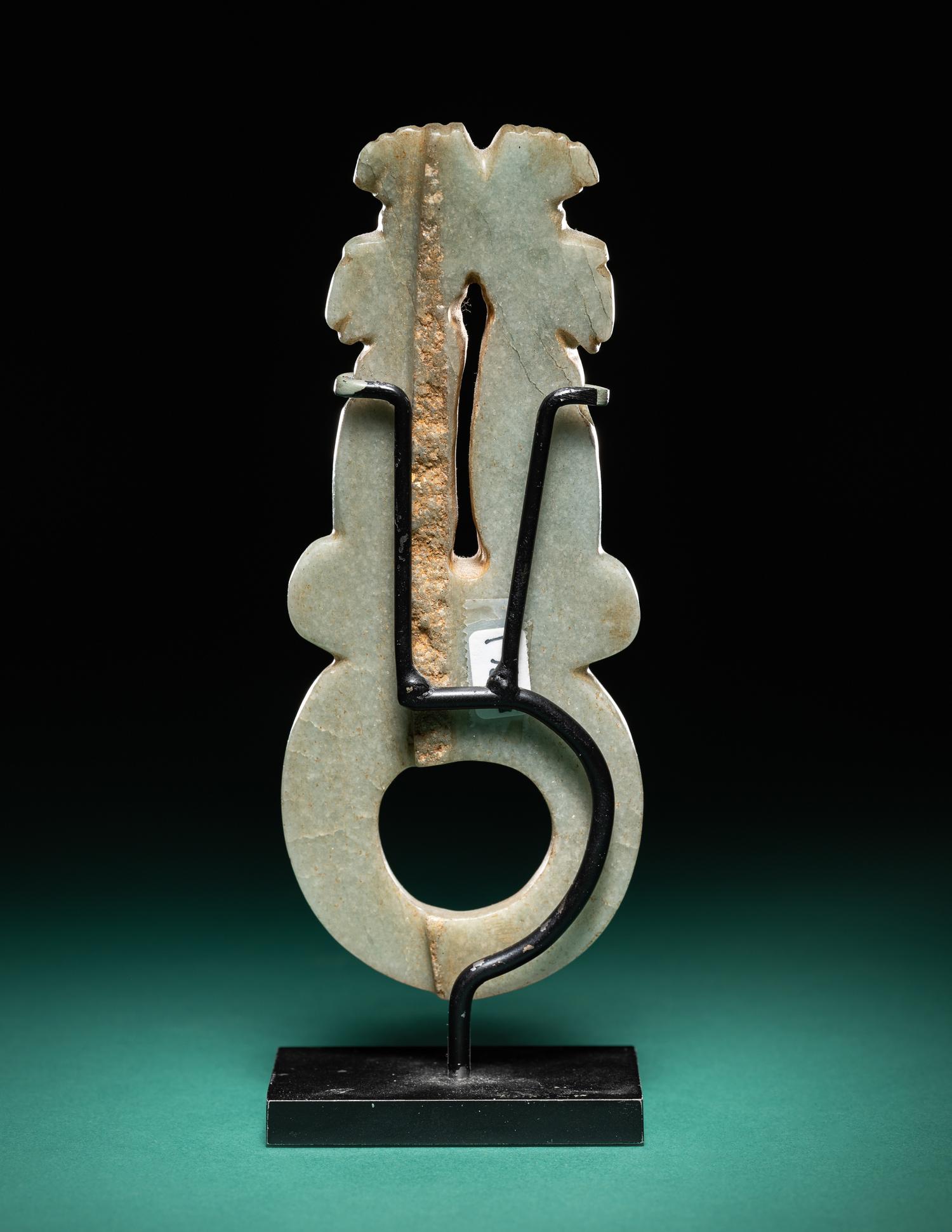 A Costa Rican Green Jade Double Avian Pendant