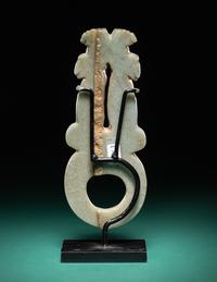 A Costa Rican Green Jade Double Avian Pendant