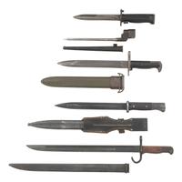 Group of 5 Bayonets: US M1, Japanese Type 30, German k98, SMLE and M5