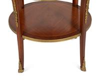 A Pair of Louis Philippe Style Gilt-Bronze Mounted Mahogany Side Tables with Inset Marble Top.