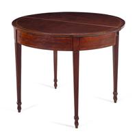 A Continental Mahogany Demilune Game Table