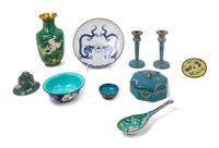 Ten Chinese Cloisonné and Canton Enamel Wares