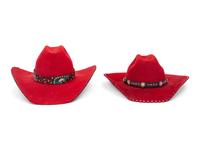 Two Red Western Hats and Hat Case