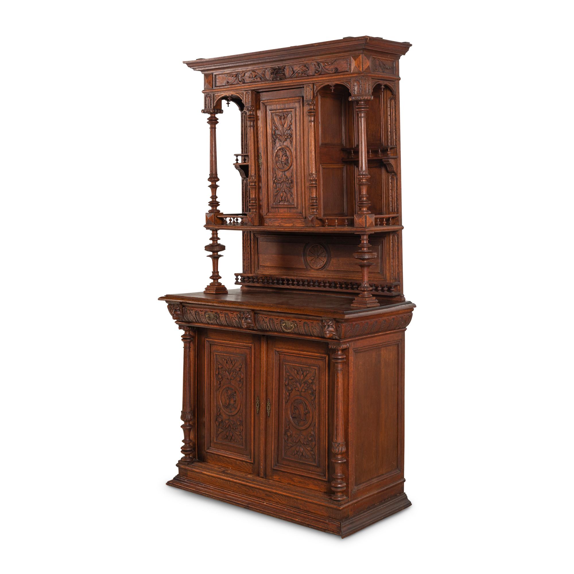 A French Neoclassical Carved Walnut Serving Cabinet