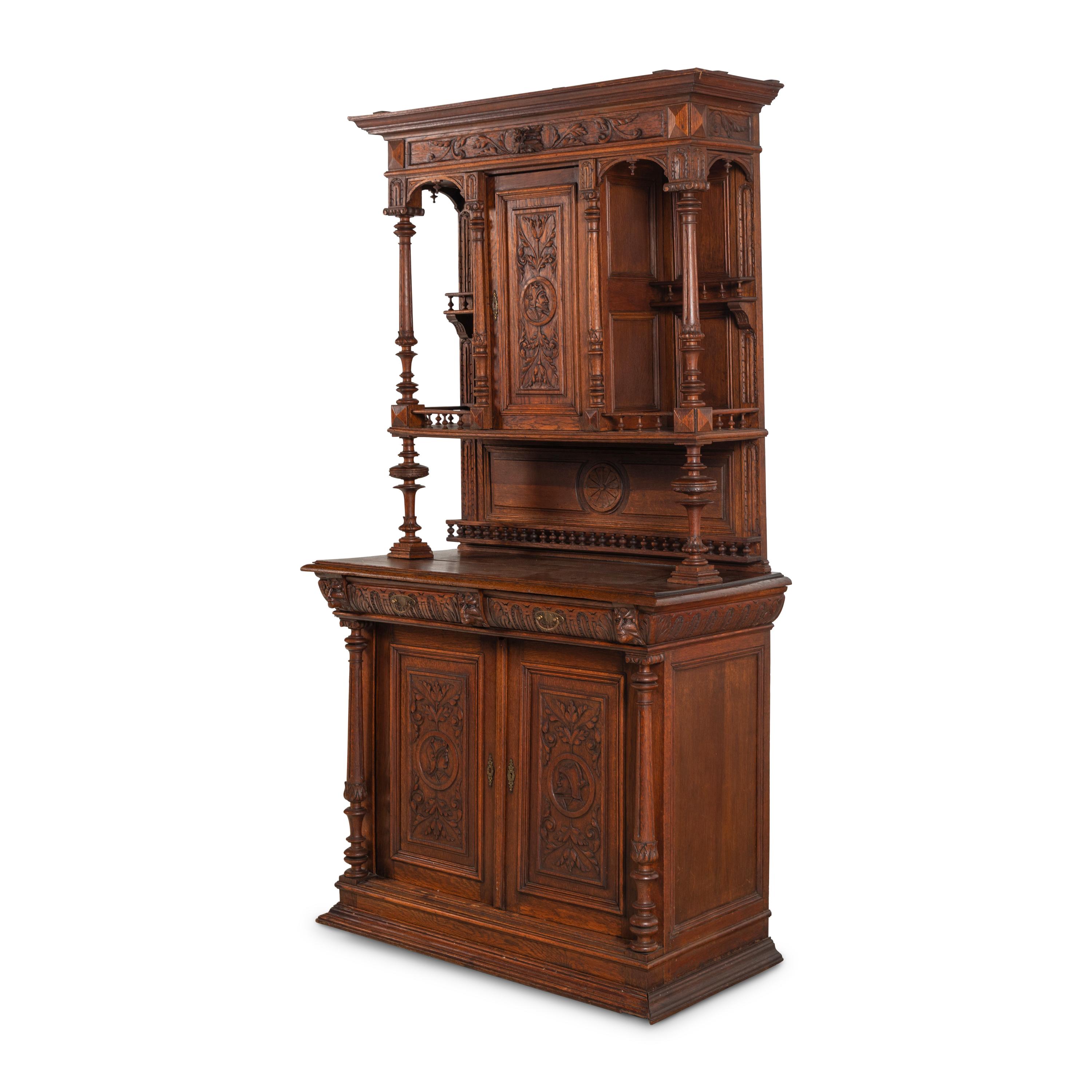A French Neoclassical Carved Walnut Serving Cabinet