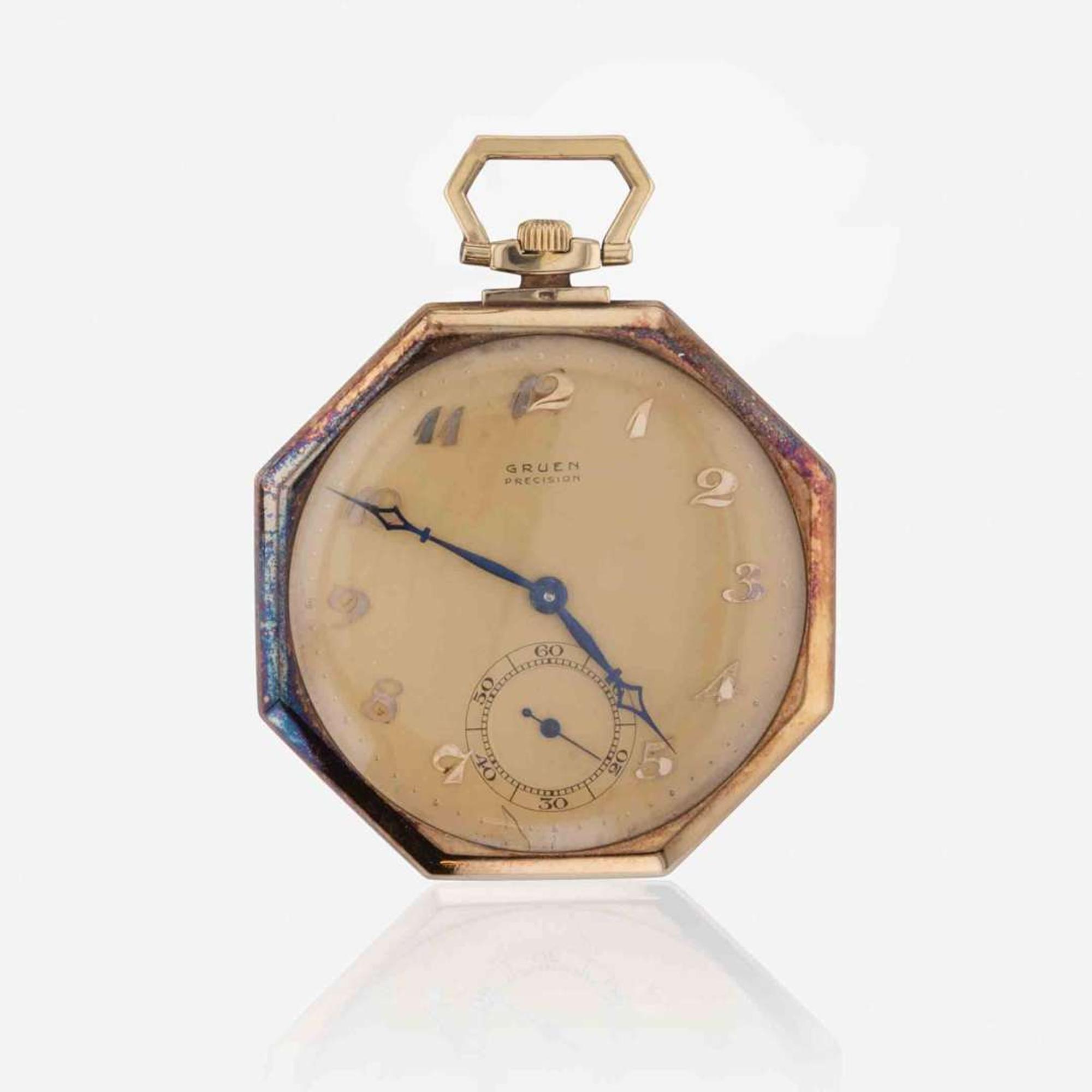 An 18K Yellow Gold Gruen Pocket Watch