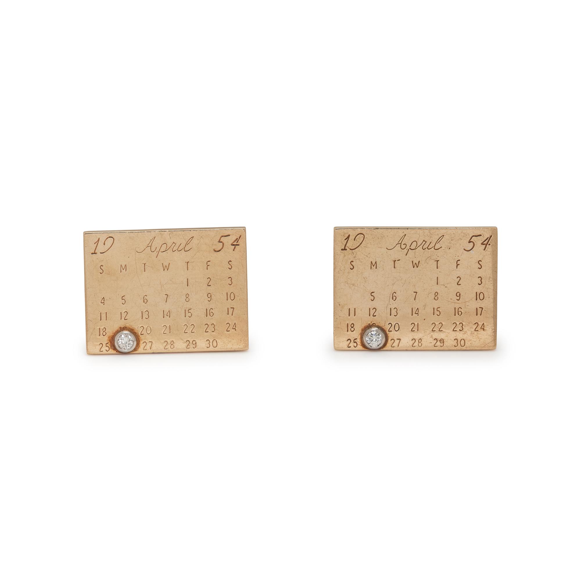 GOLD AND DIAMOND BIRTHDAY CUFFLINKS