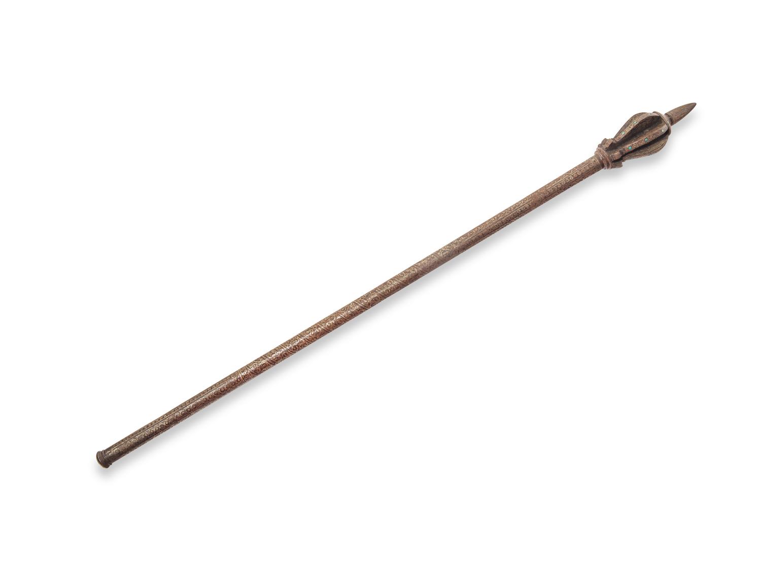 An Indian Silver-Inlaid Iron Flanged Mace, Shishpar