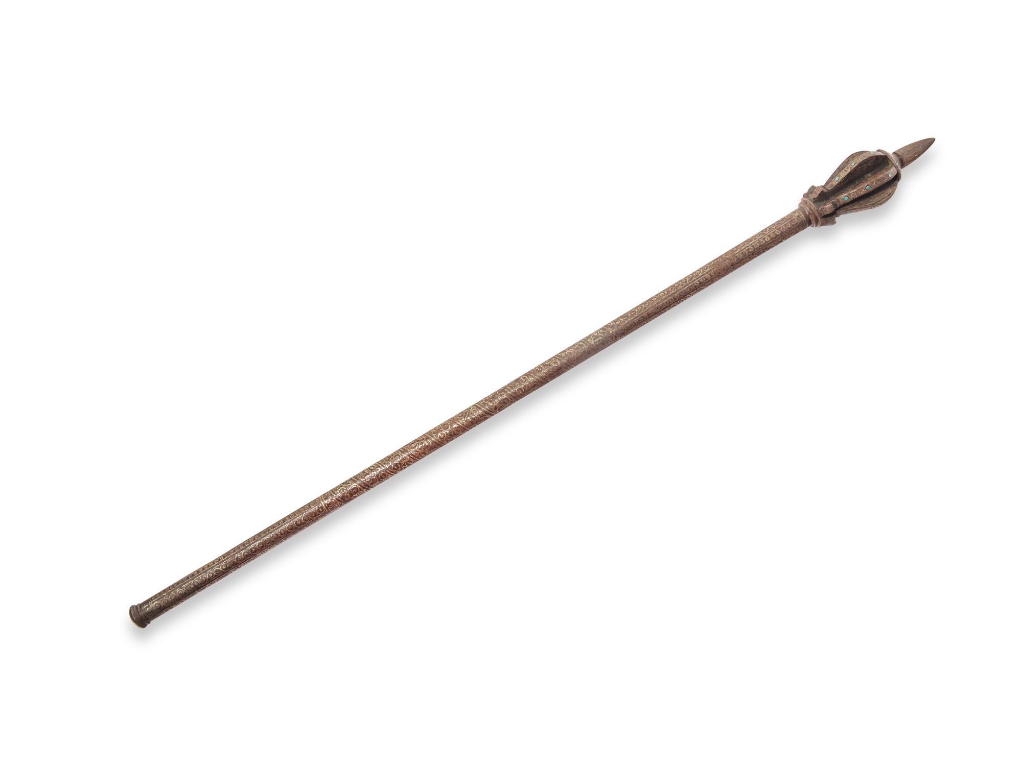 An Indian Silver-Inlaid Iron Flanged Mace, Shishpar