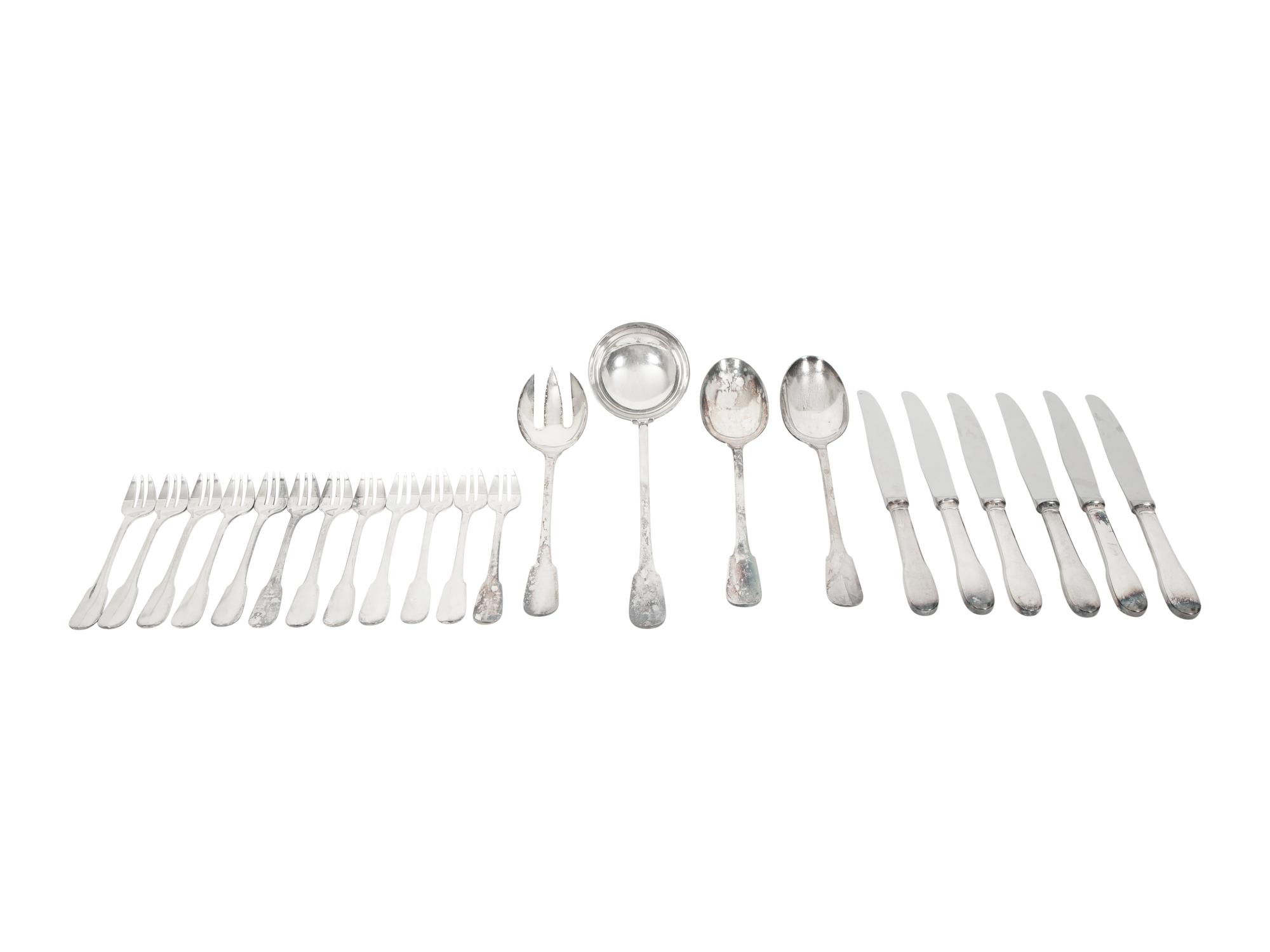 A Group of Christofle Cluny Silver-Plate Flatware Articles