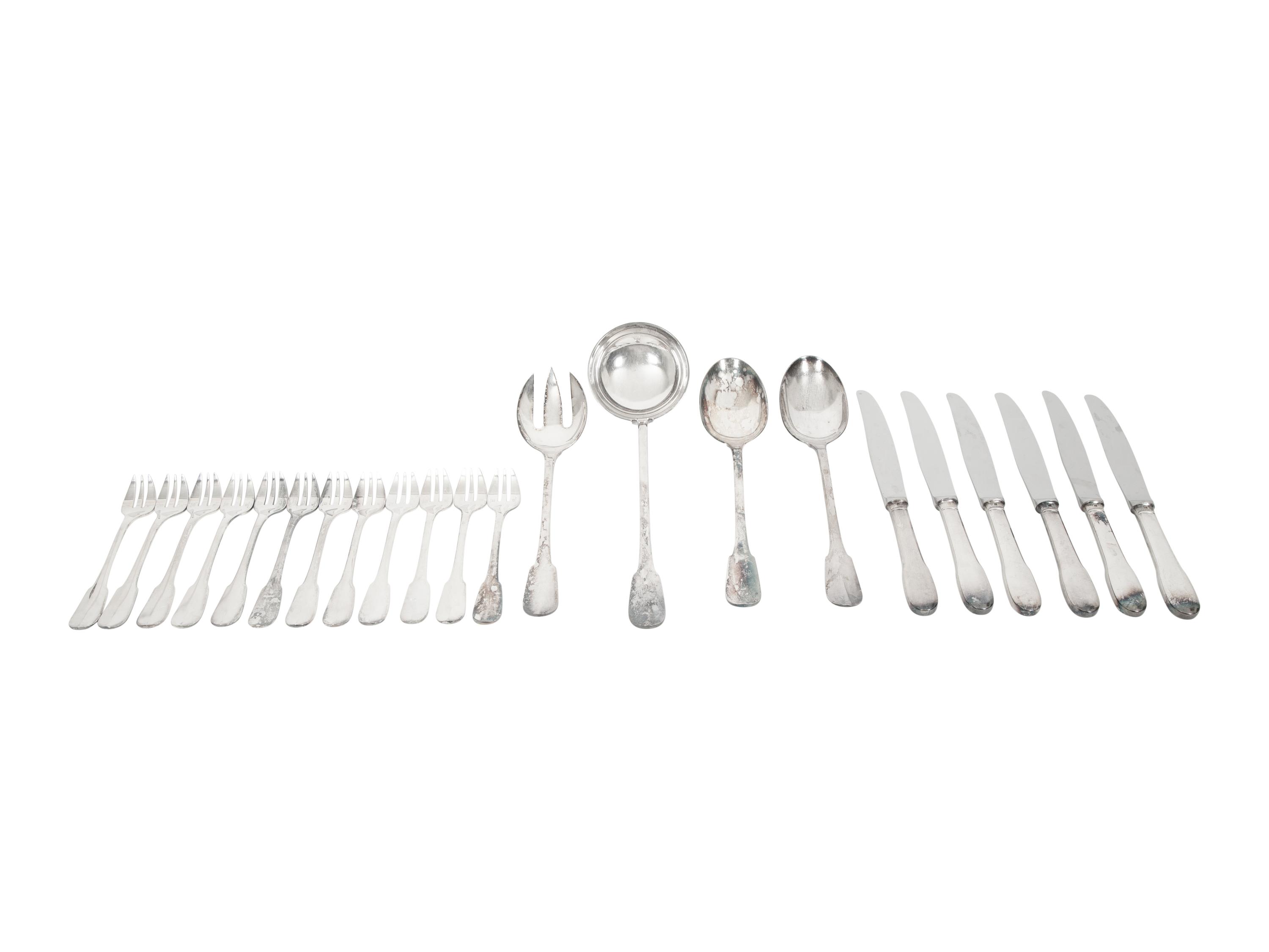 A Group of Christofle Cluny Silver-Plate Flatware Articles