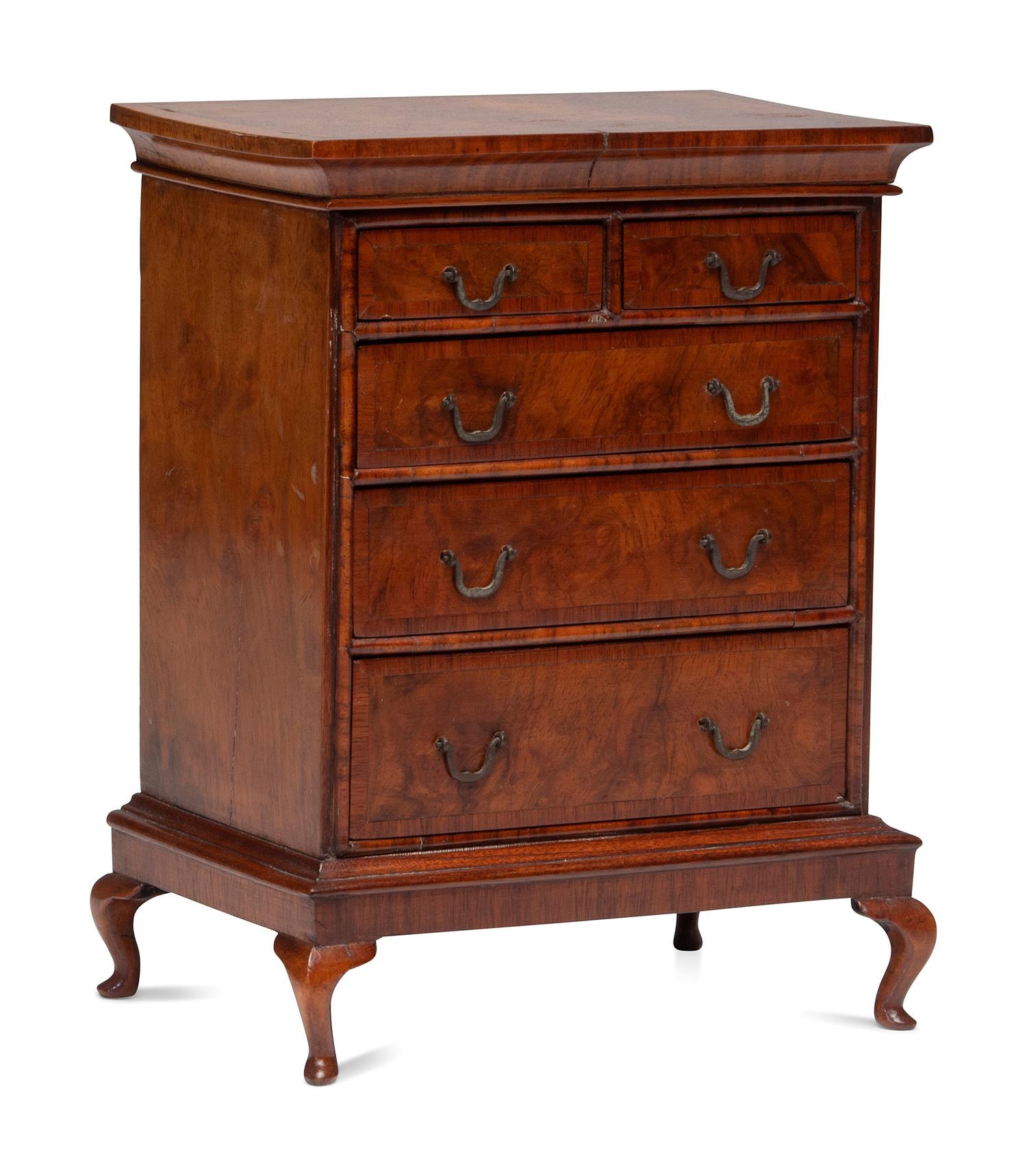 A Diminutive Queen Anne Style Walnut Chest on Stand