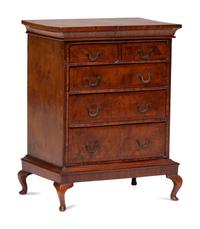 A Diminutive Queen Anne Style Walnut Chest on Stand