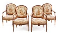 A Set of Four Louis XVI Style Fauteuils Height 38 5/8 inches. — 20TH CENTURY
