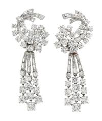 A Pair of Platinum, White Gold and Diamond Convertible Earclips, Van Cleef & Arpels, Circa 1950, 23.00 dwts.