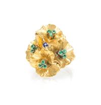 A Yellow Gold, Emerald and Sapphire, 4.20 dwts.