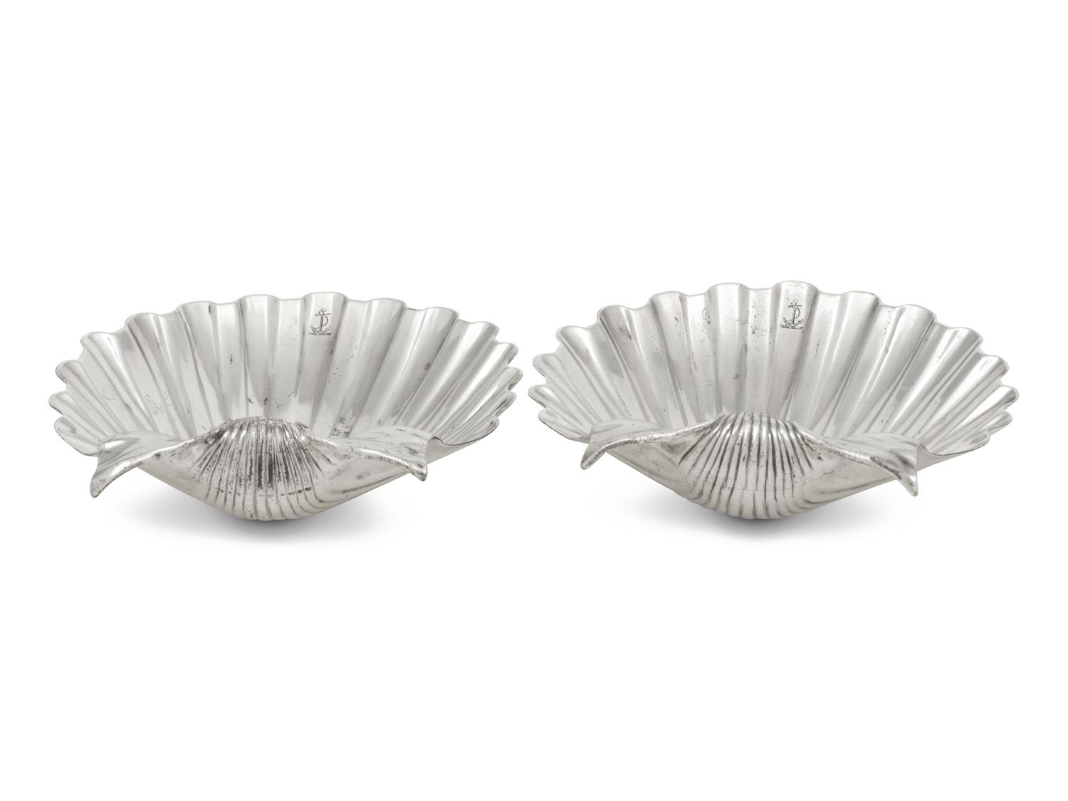 A Pair of Silver Shell-Form Dishes
