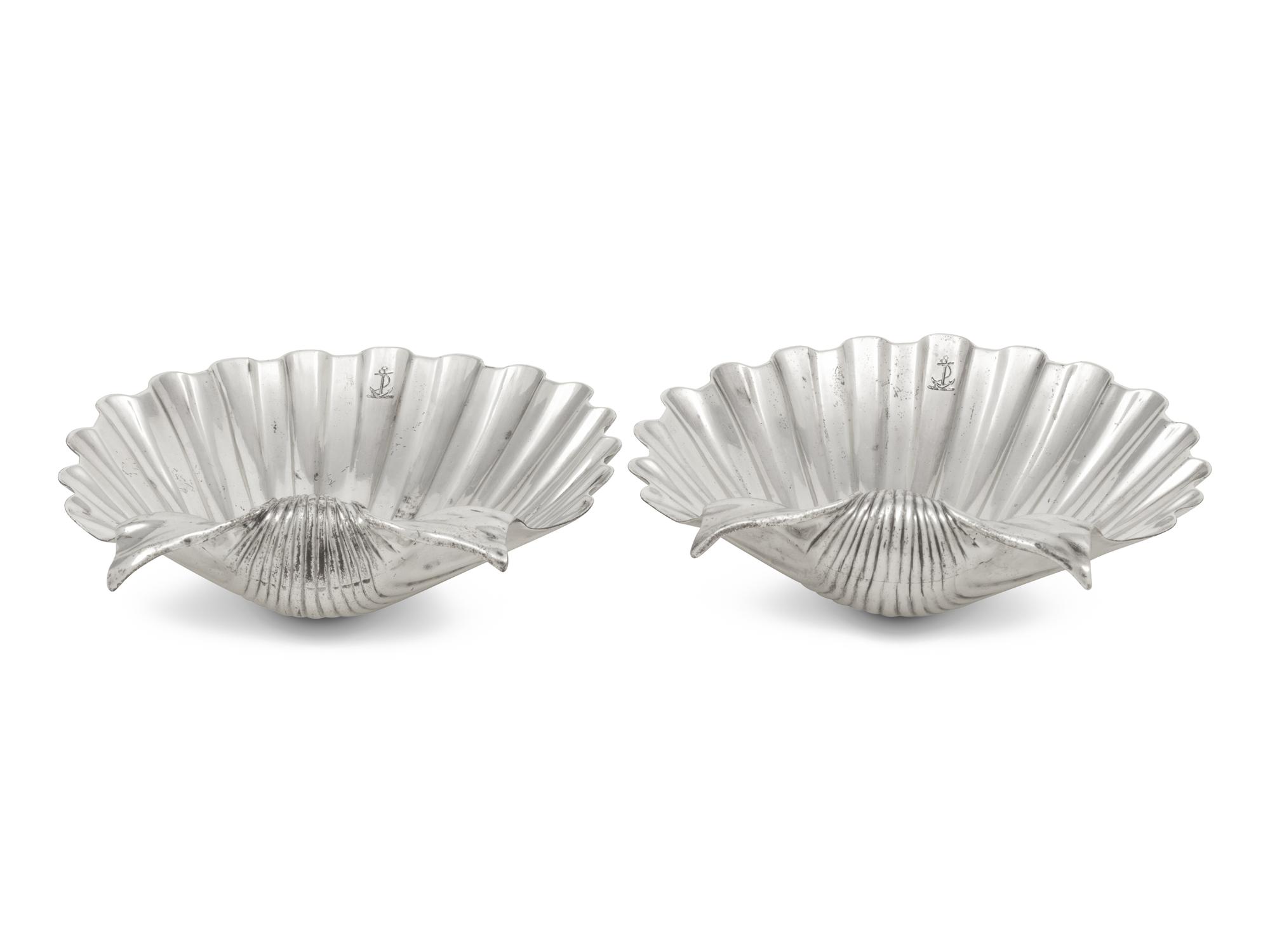 A Pair of Silver Shell-Form Dishes