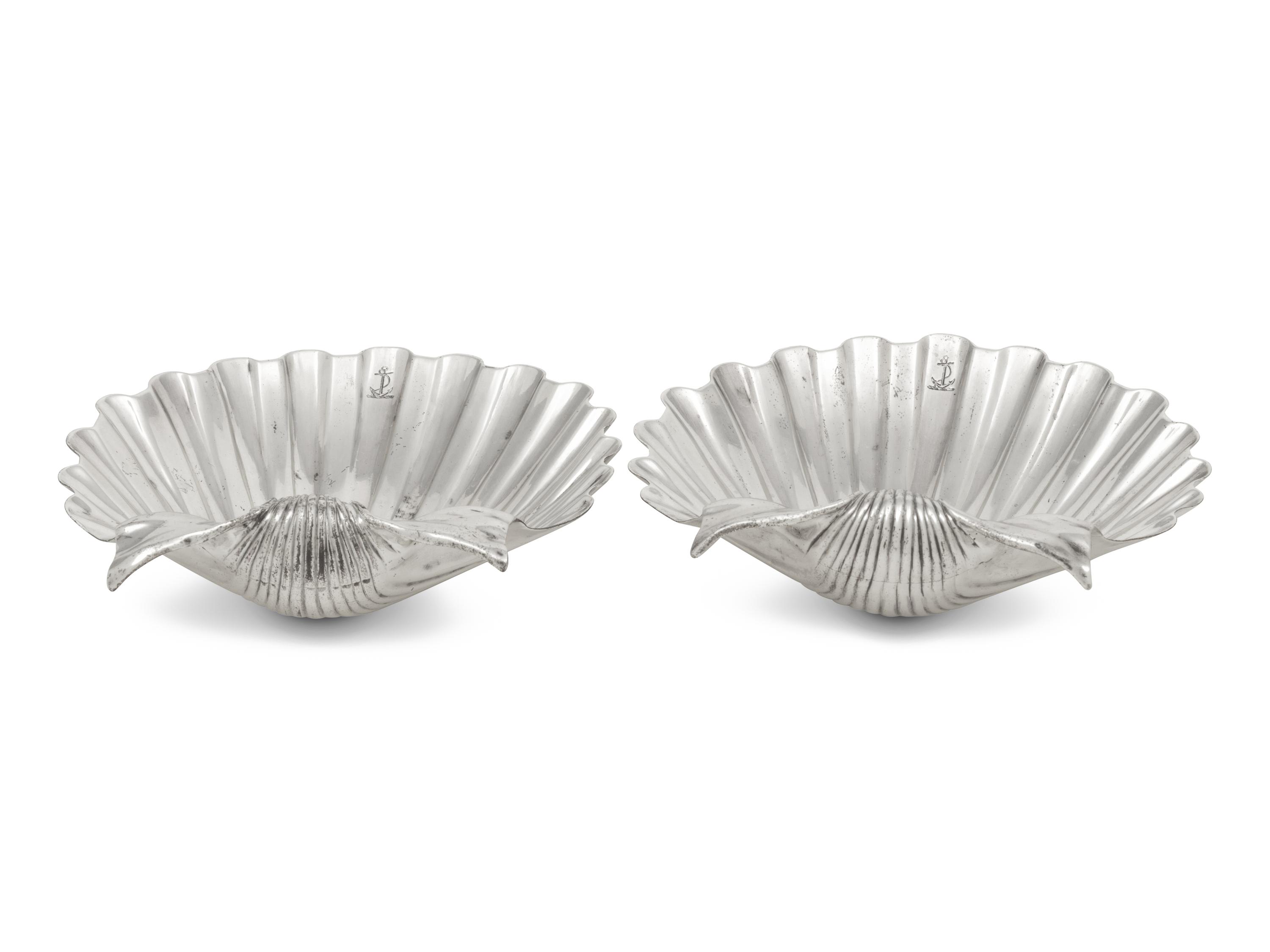 A Pair of Silver Shell-Form Dishes