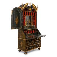 A George I Green Japanned Bureau Cabinet