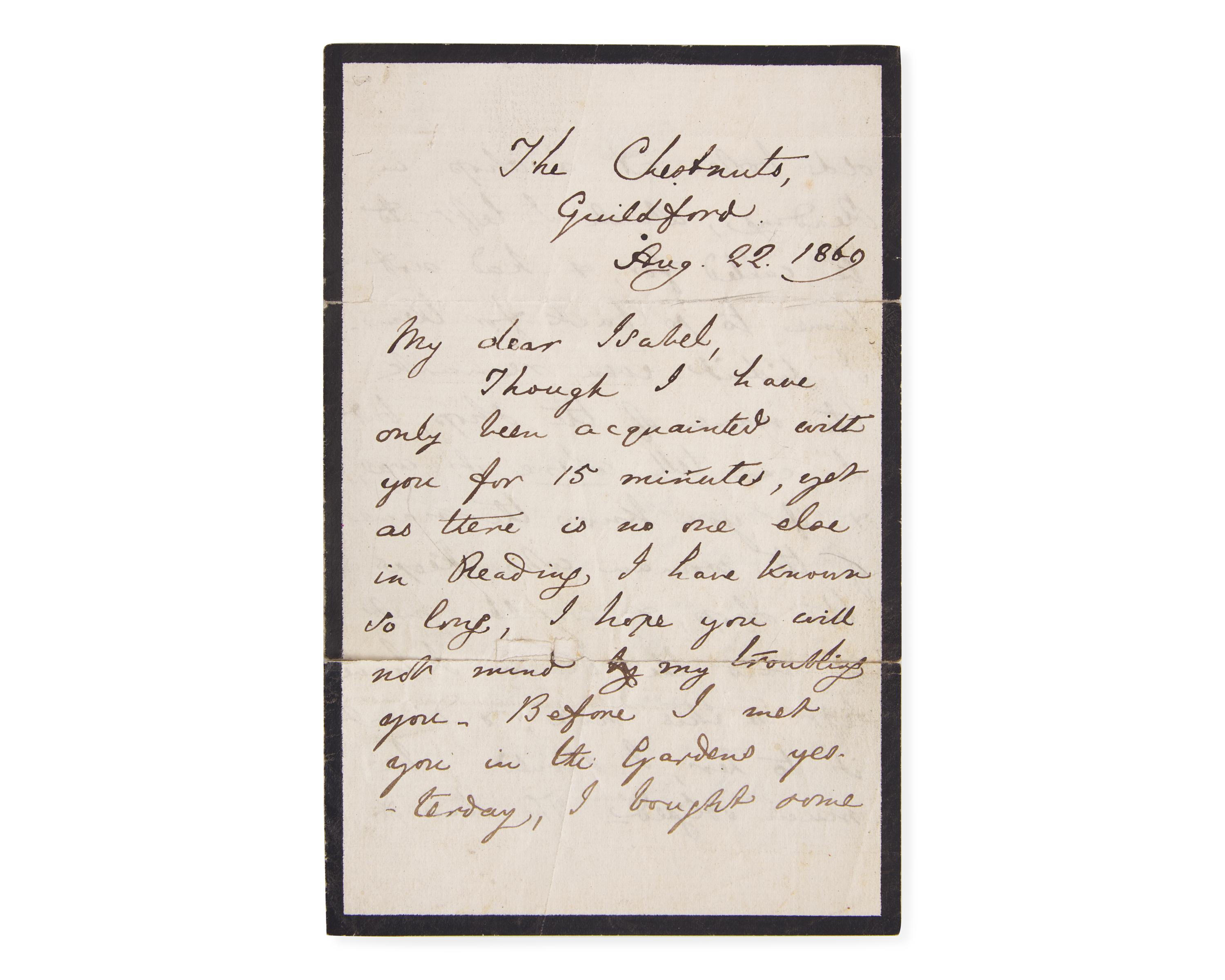 Carroll, Lewis (Charles Lutwidge Dodgson). Autograph Letter, signed