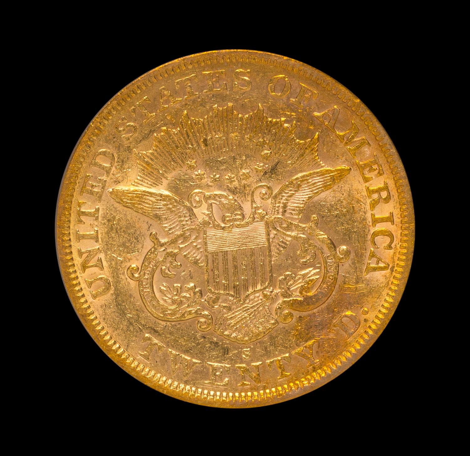 A United States 1865-S Liberty Head $20 Gold Coin