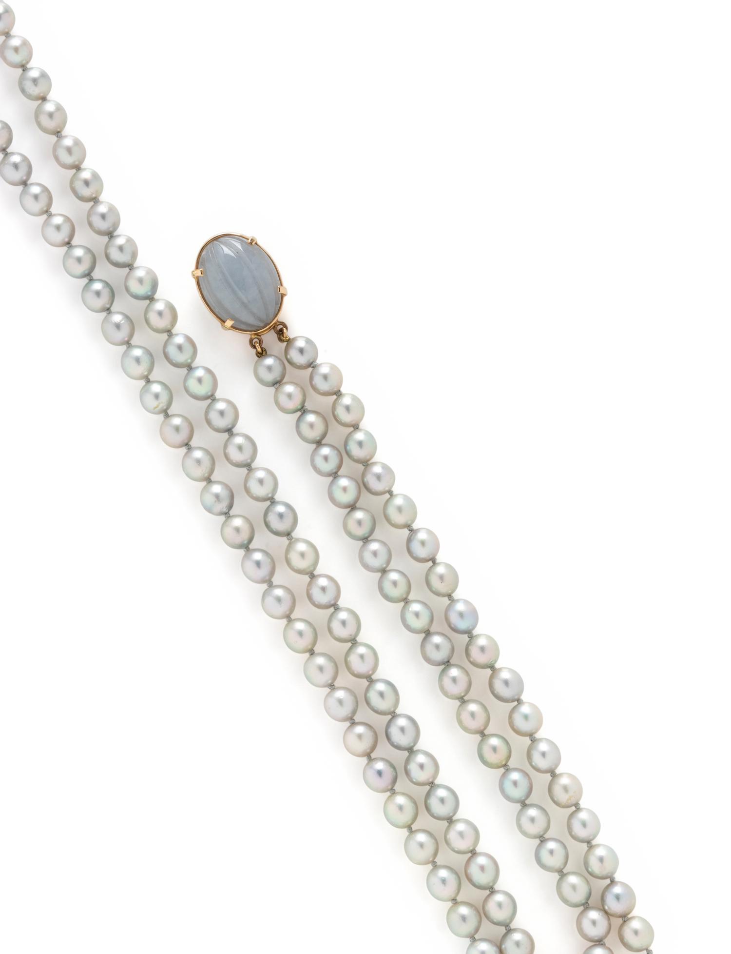 LAVENDER JADE AND GRAY PEARL NECKLACE
