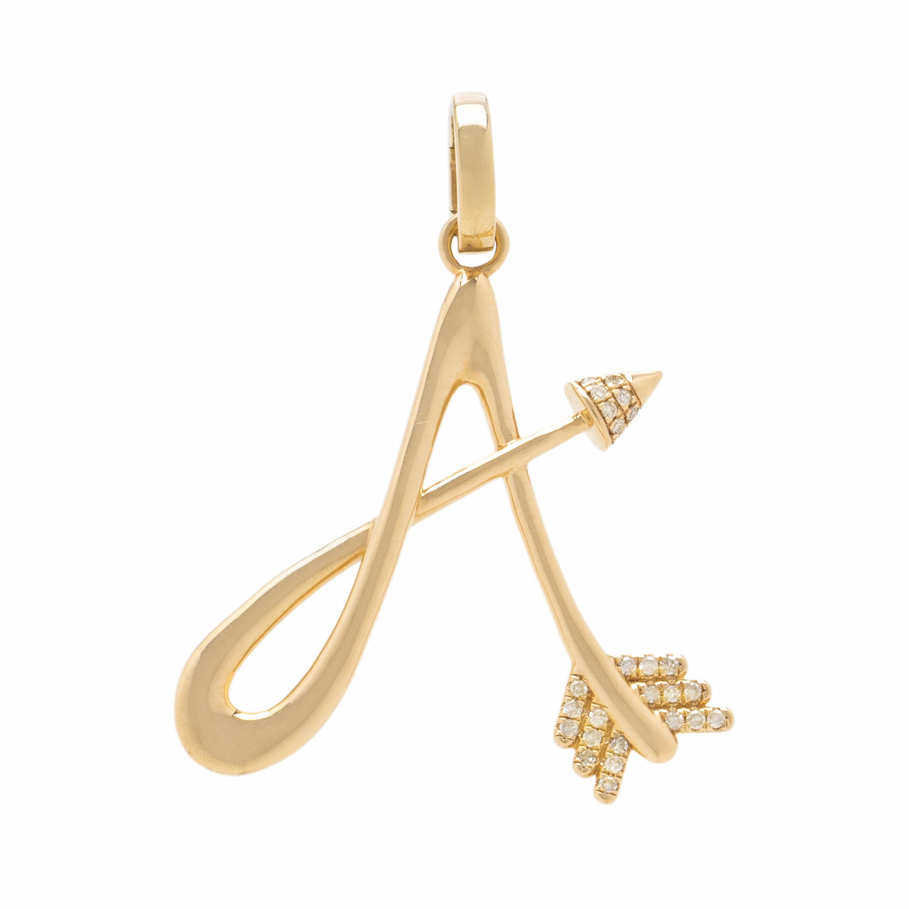 Adina Reyter, Yellow Gold and Diamond 'A' Arrow Pendant