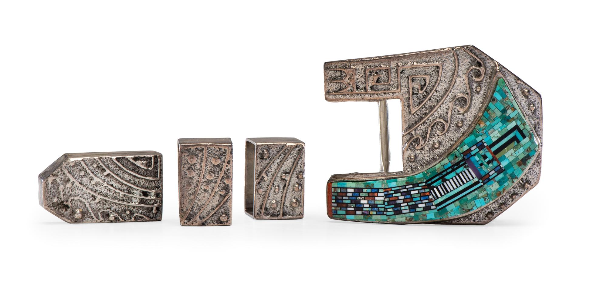Sterling Silver Cast Ranger Set, with Micro Mosaic Inlay Figure Lot is located and will ship from Denver, Colorado.