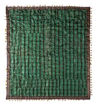 [CIVIL WAR]. Commemorative crazy quilt featuring political campaign and Civil War reunion ribbons.
