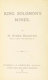 [Literature] Haggard, H. Rider. King Solomon's Mines