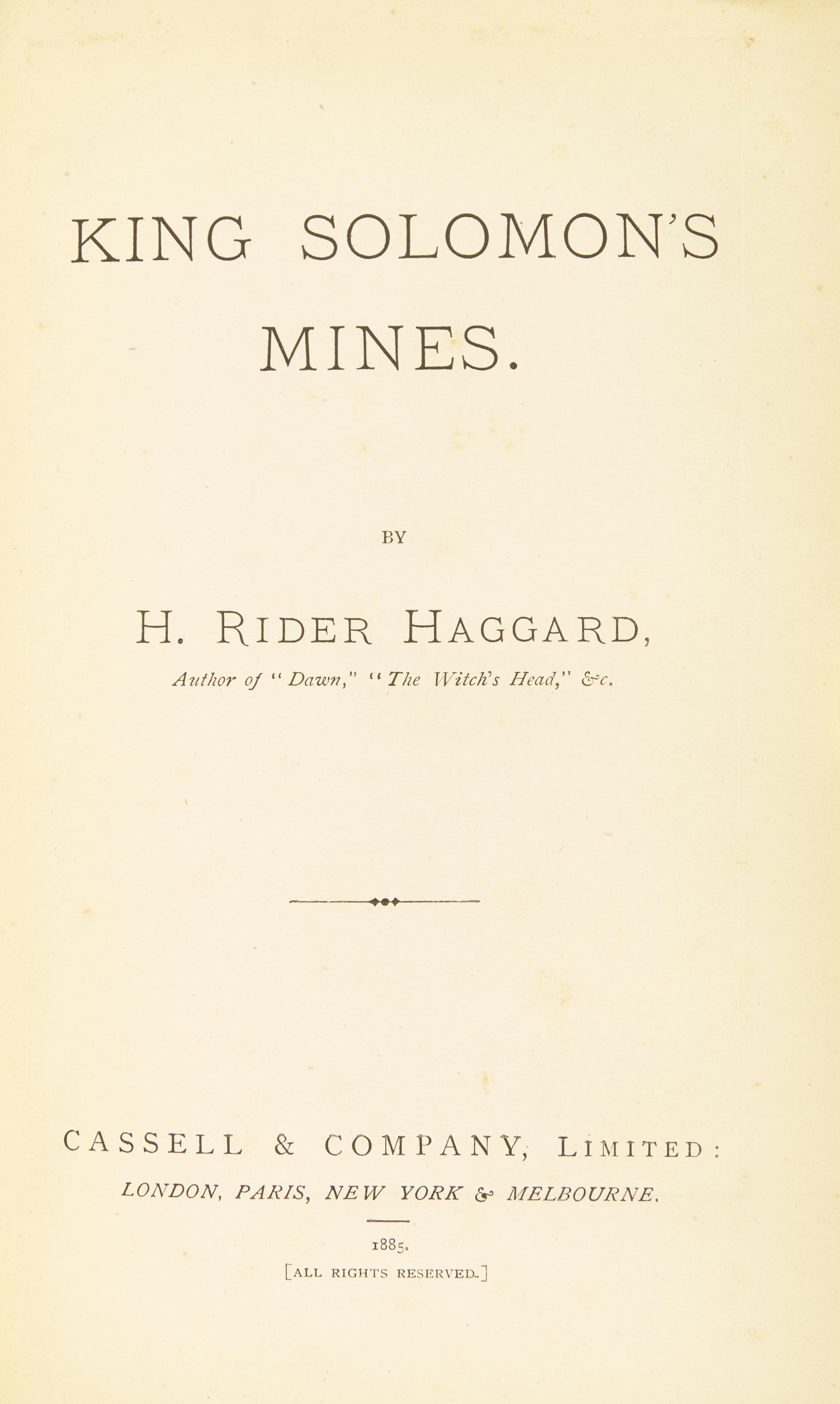 [Literature] Haggard, H. Rider. King Solomon's Mines