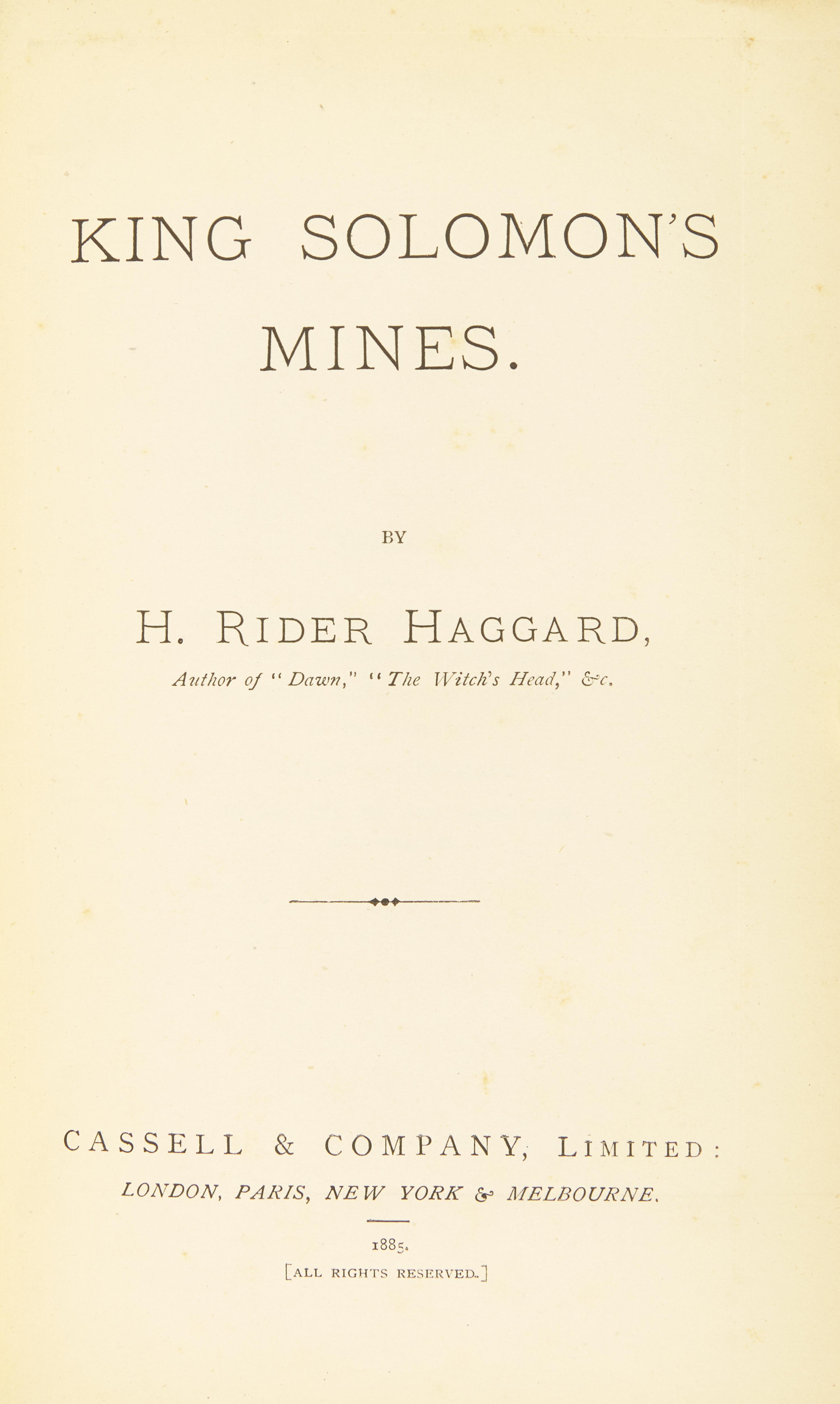 [Literature] Haggard, H. Rider. King Solomon's Mines