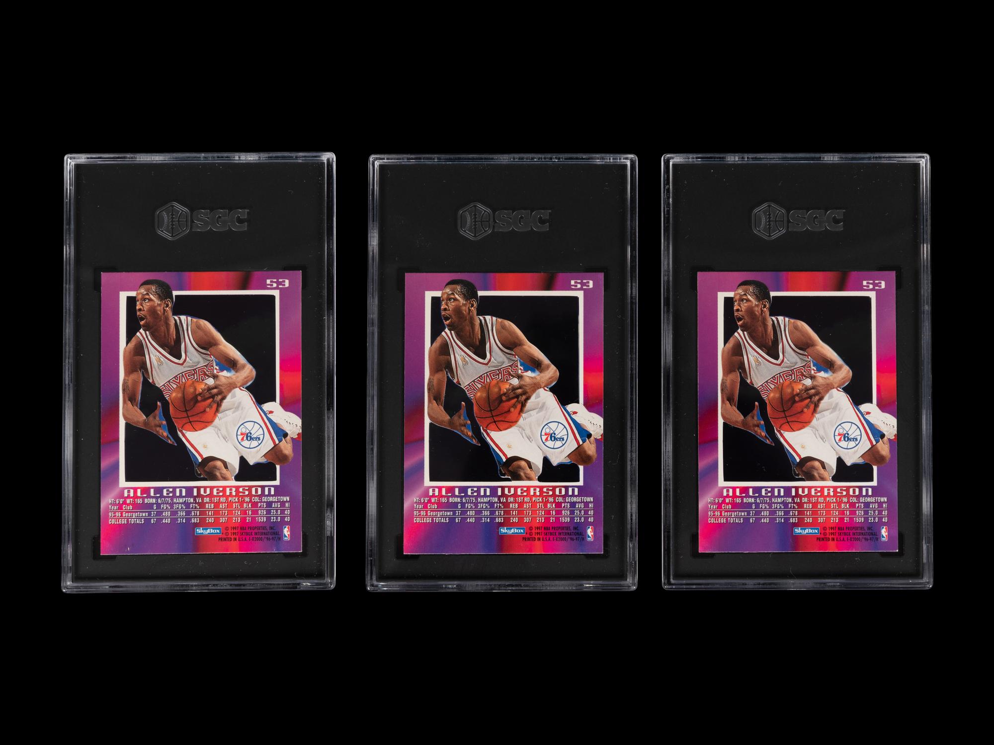A Group of Three SGC Graded 1996-97 Skybox E-X 2000 Allen Iverson Rookie Cards No. 53,