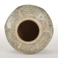 A large Thai underglaze blue-decorated stoneware faceted jar and cover. possibly 14th-16th century