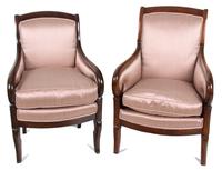 A Pair of Directoire Style Mahogany Bergeres Height 36 inches. — LATE 19TH CENTURY
