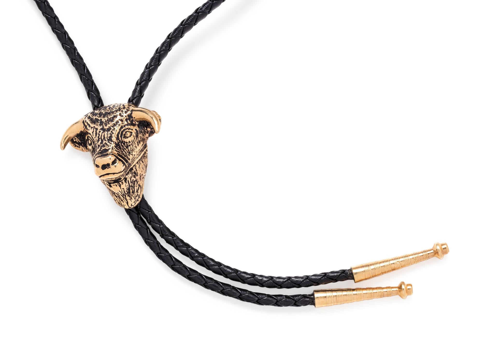 YELLOW GOLD BULL BOLO TIE