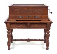 A Swiss Interchangeable Cylinder Music Box Height overall 40 1/2 x width 42 x depth 23 1/2 inches. — MERMOD FRERES
