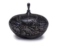 Carved Blackware Pottery Jar