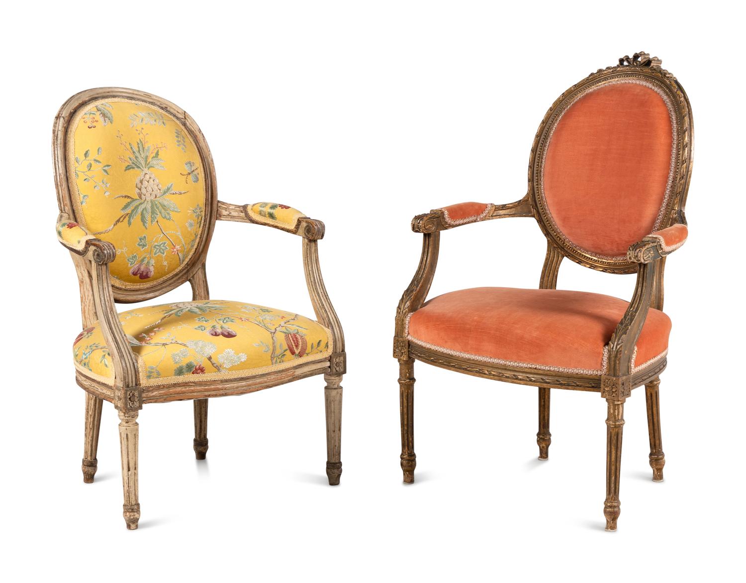 A Pair of Louis XVI Painted Fauteuils