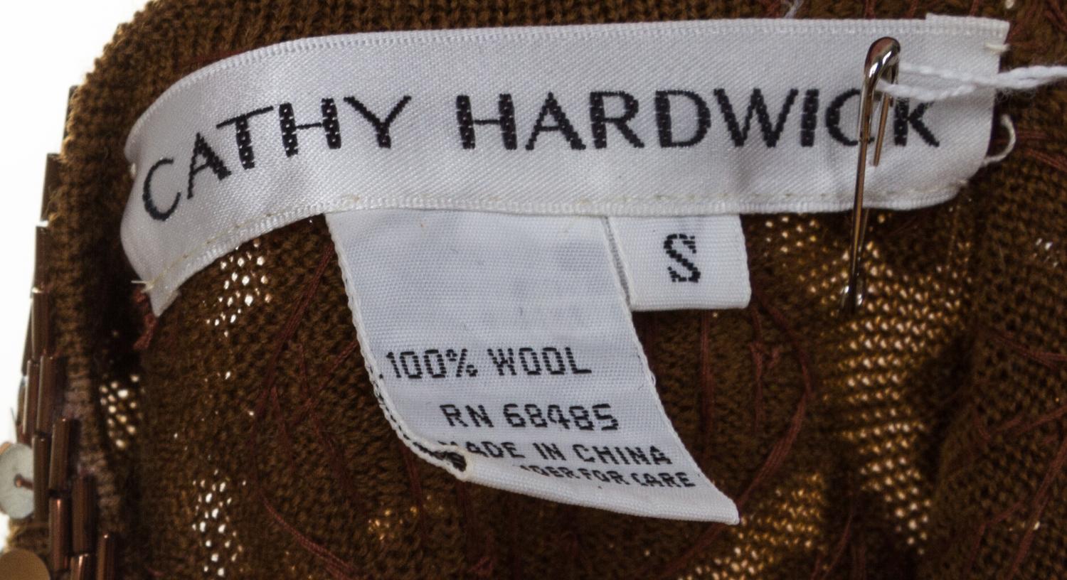 A Cathy Hardwick Wool and Copper Sequin Sleeveless Dress, Size S.