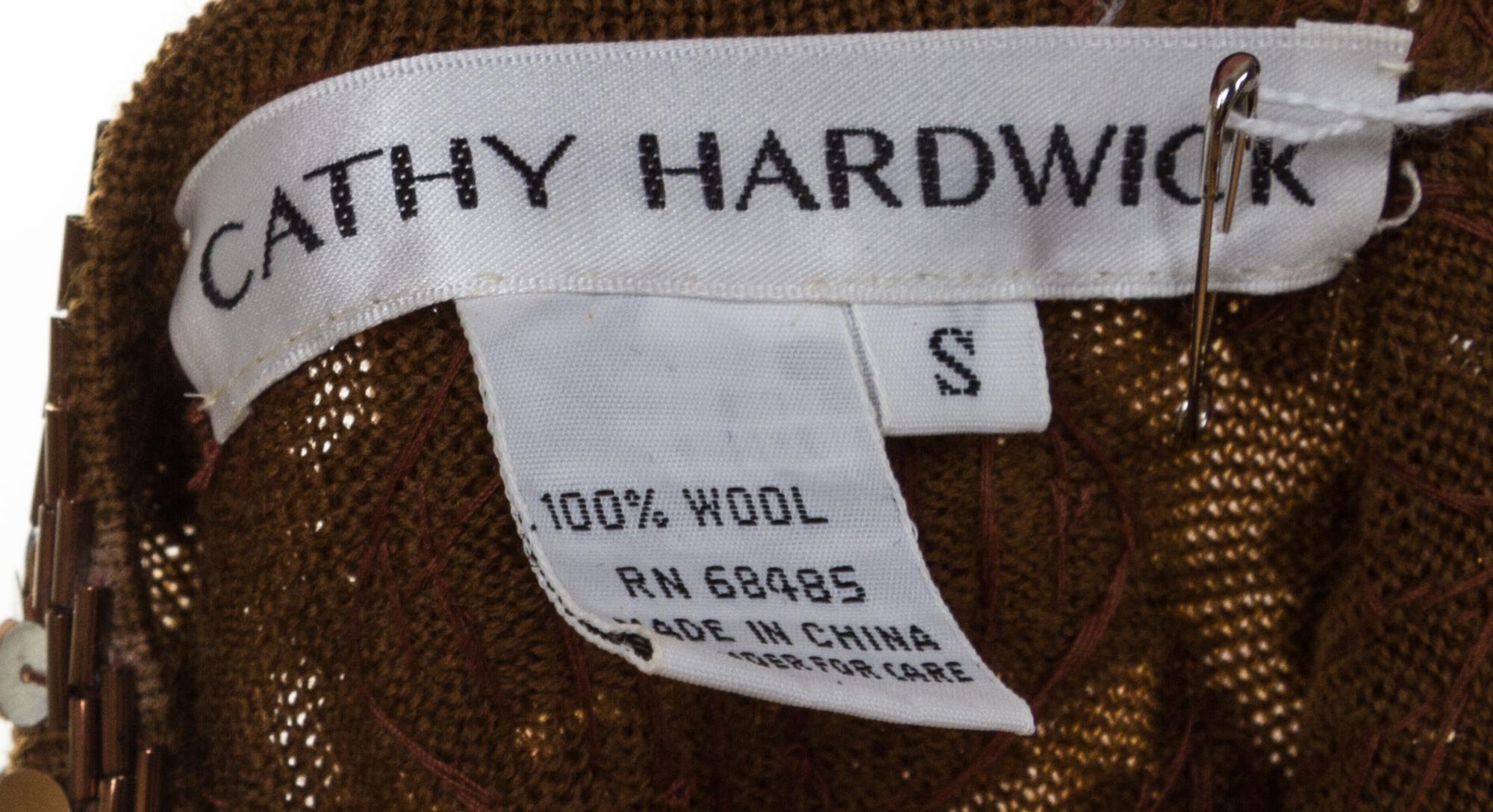 A Cathy Hardwick Wool and Copper Sequin Sleeveless Dress, Size S.