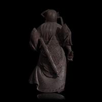 A Japanese Carved Wood "Shoki" Okimono, Signed Hara Shugetsu zo