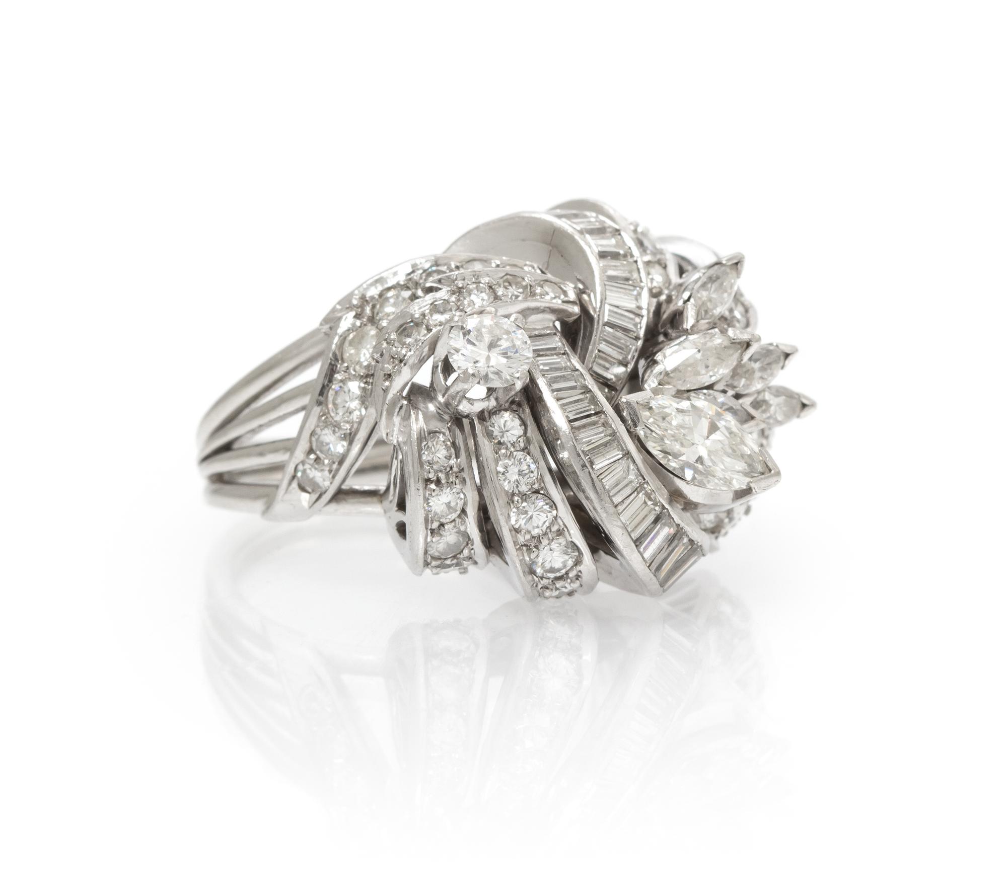 A Platinum and Diamond Cluster Ring, 13.80 dwts.