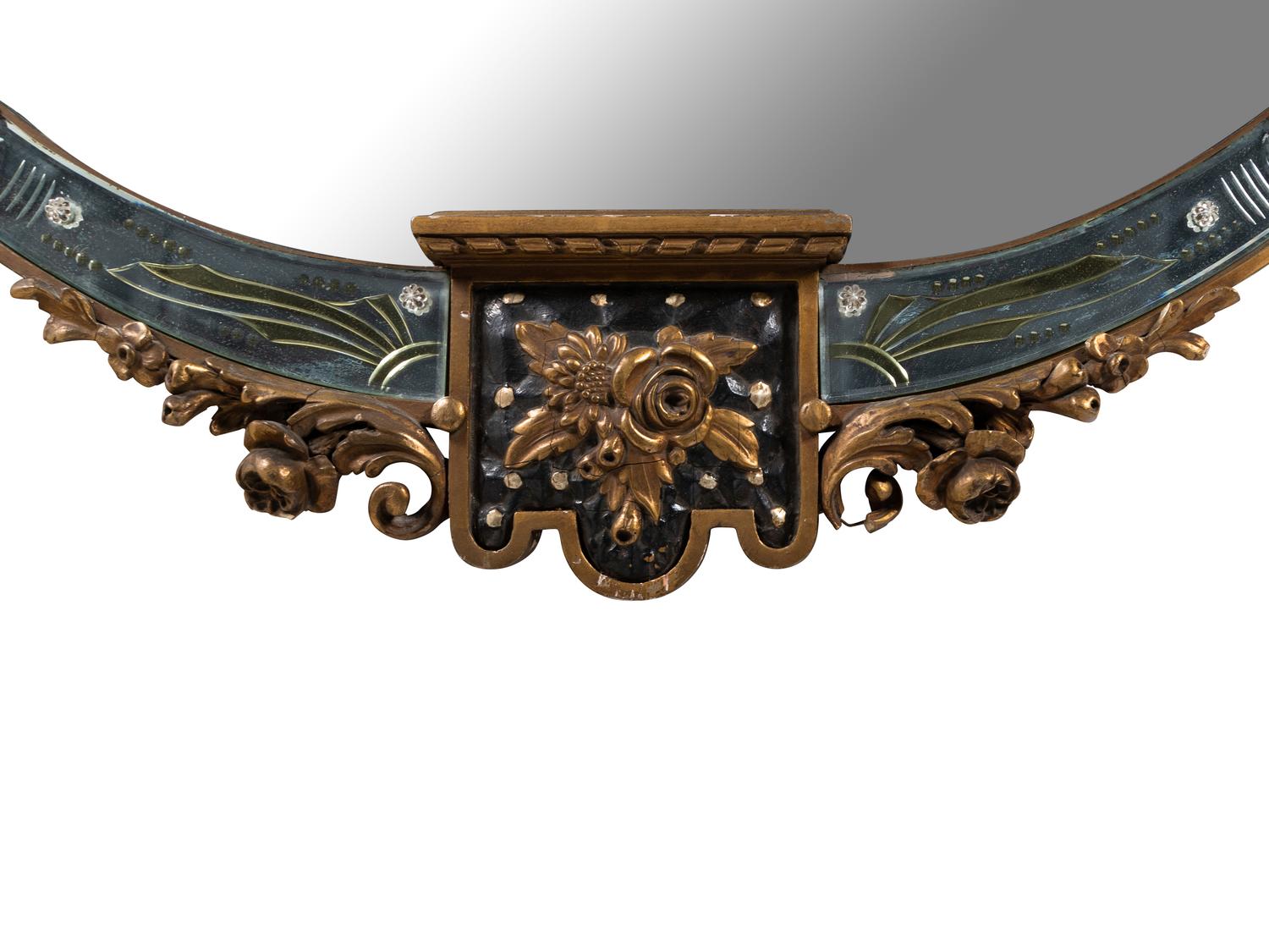 An Italian Giltwood and Etched Glass Mirror