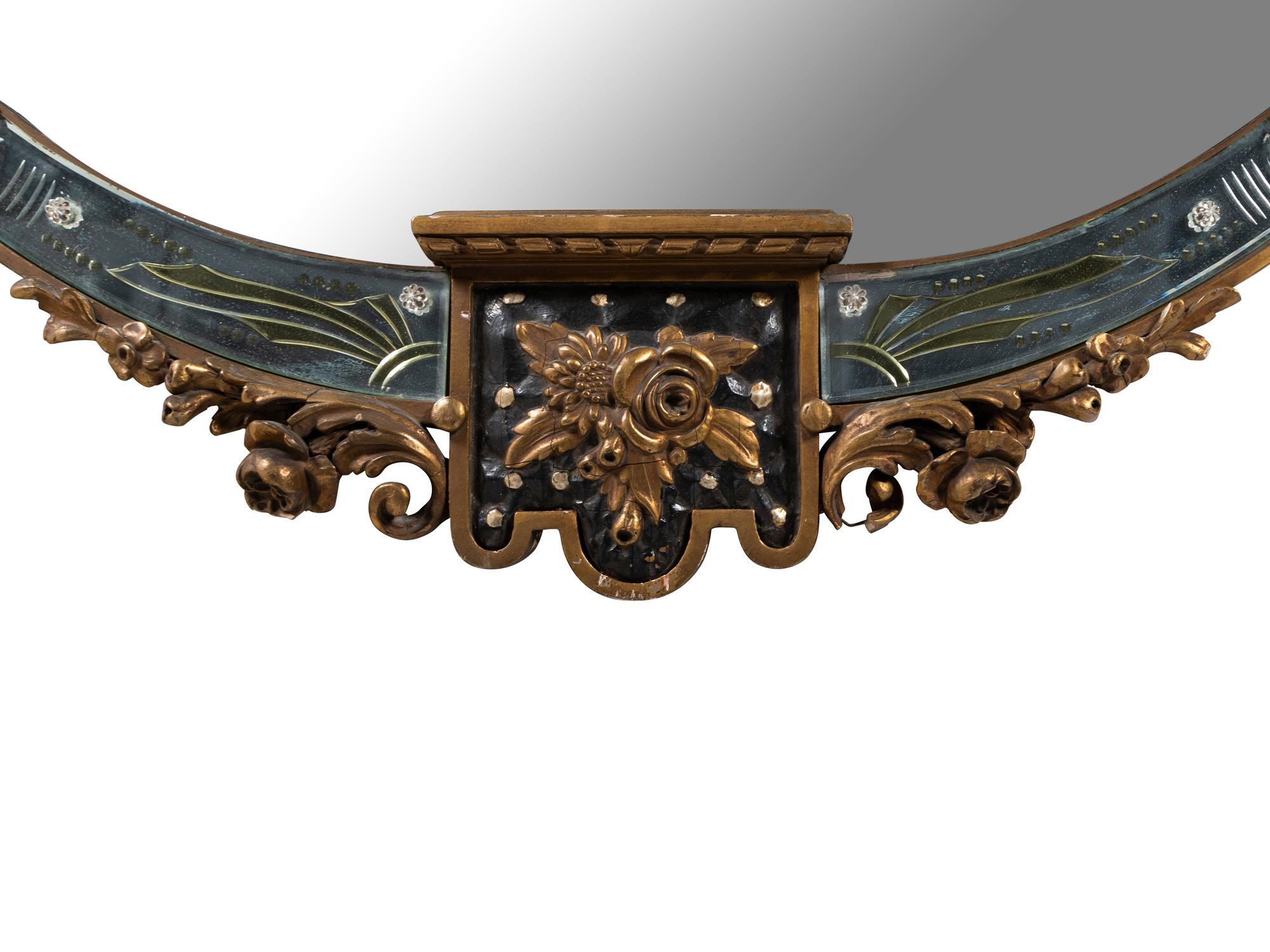 An Italian Giltwood and Etched Glass Mirror