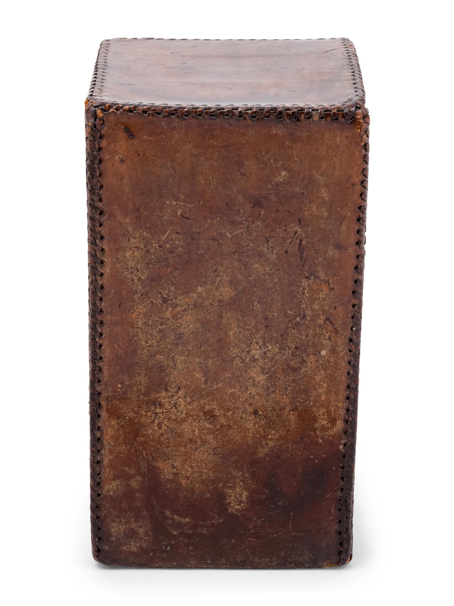 An English Leather Upholstered Stool
