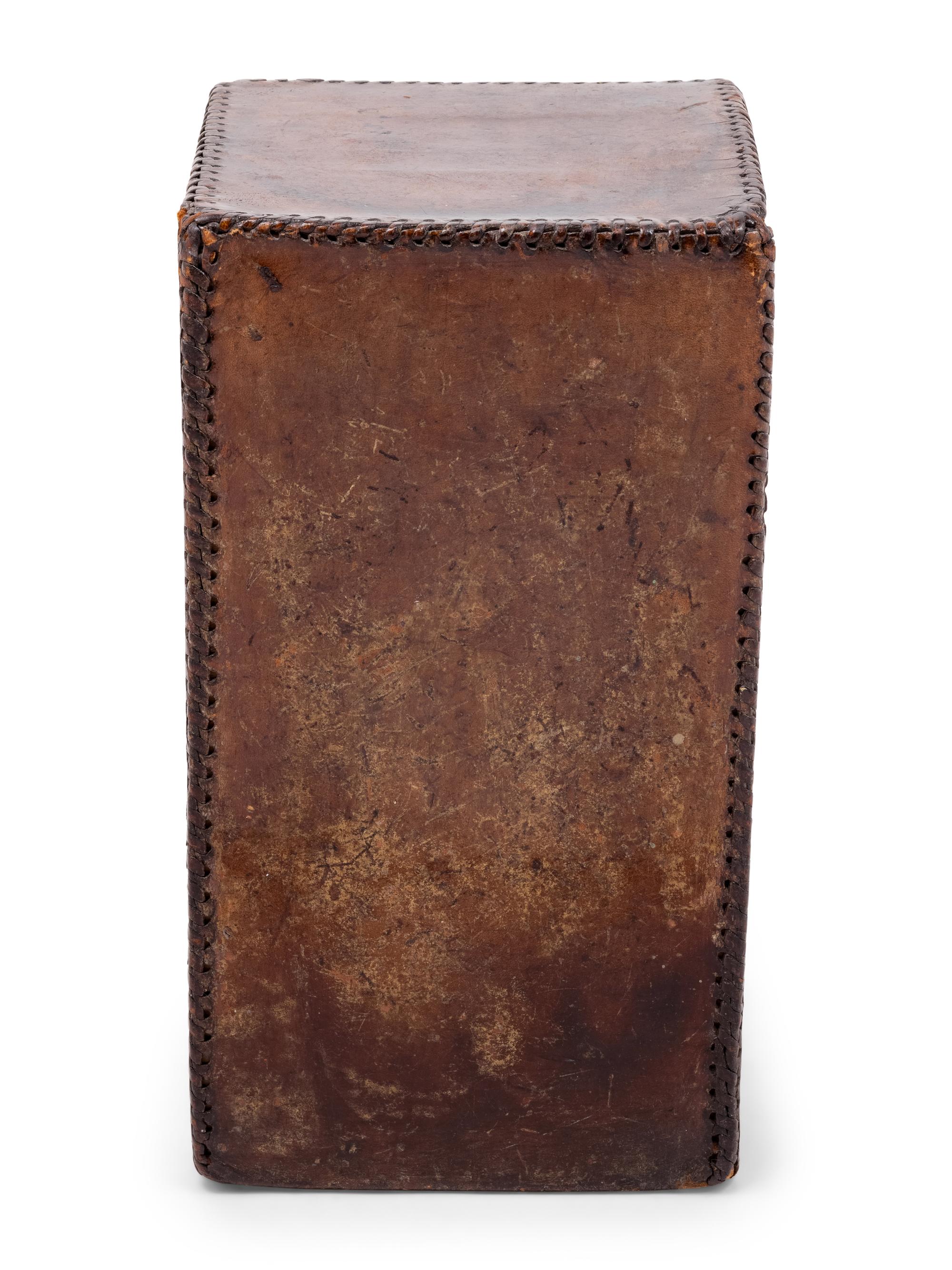 An English Leather Upholstered Stool