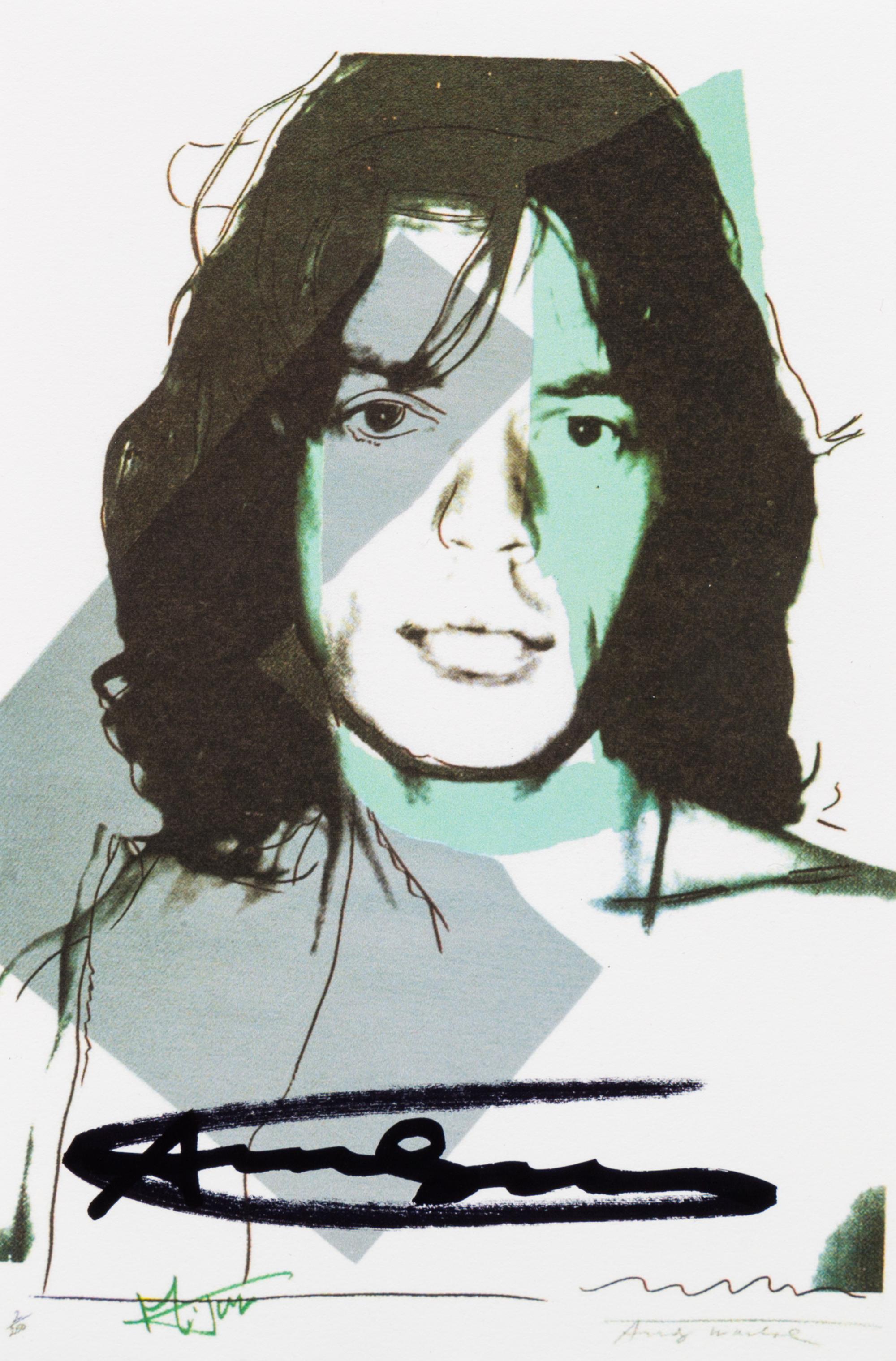 Andy Warhol, (American, 1928-1987), Mick Jagger, 1975 (set of ten announcement cards with cover published by Castelli Graphics for the