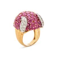 PINK SAPPHIRE AND DIAMOND BOMBE RING